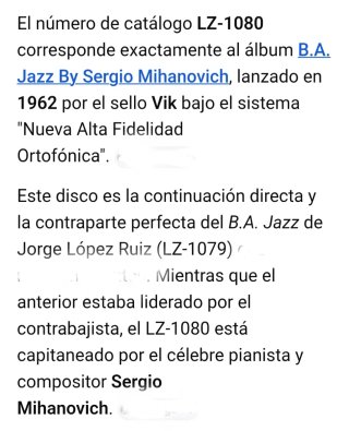 Lp B.A. Jazz Sergio Mihanovich