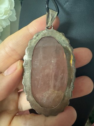 Colgante Cuarzo Rosa Plata 925 Ovalado