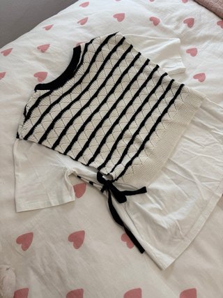 Chaleco Zara Rayas Blanco y Negro