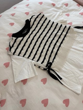 Chaleco Zara Rayas Blanco y Negro