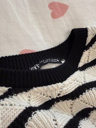 Chaleco Zara Rayas Blanco y Negro