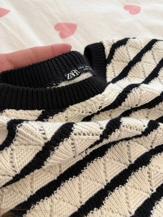 Chaleco Zara Rayas Blanco y Negro