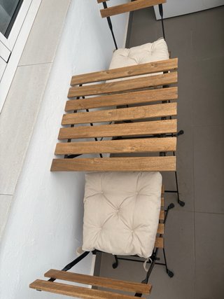 Mesa plegable madera y metal terraza