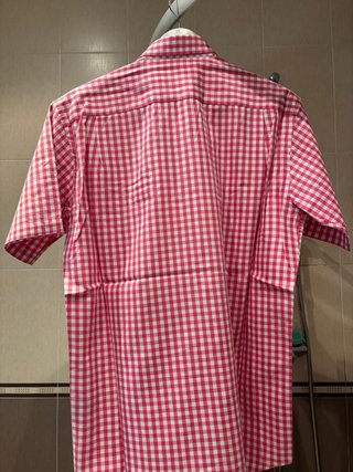 Camisa cuadros rosa y blanca hombre