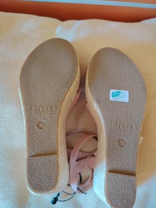 Zapatos cuña beige/rosa