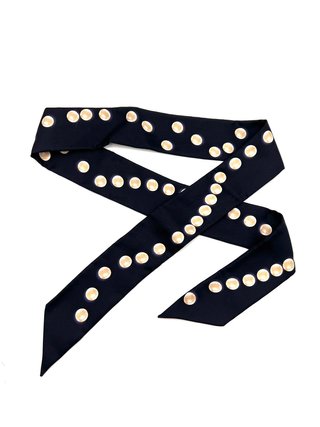 Twilly Chanel Seda Negro y Dorado