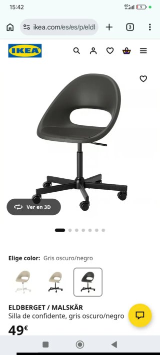 Silla giratoria de oficina con ruedas + cojín