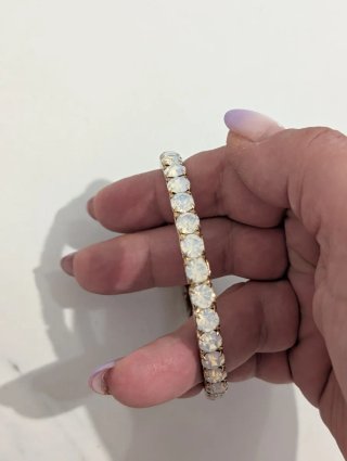 Braccialetto rigido donna glitter argento strass