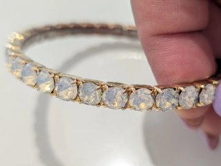 Braccialetto rigido donna glitter argento strass