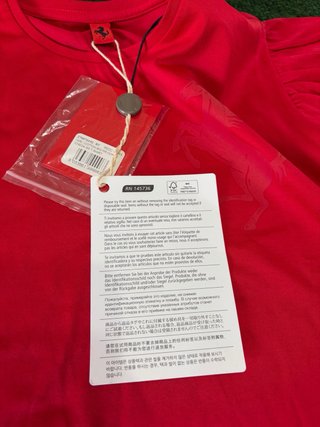 T-Shirt Ferrari Donna/Bambina Rossa con Cartellino