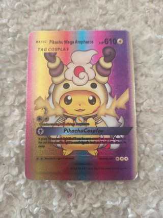 Carta Pokémon Pikachu Mega Ampharos TAG COSPLAY