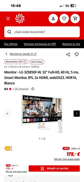 Monitor LG 32 Full-HD Smart Monitor Blanco