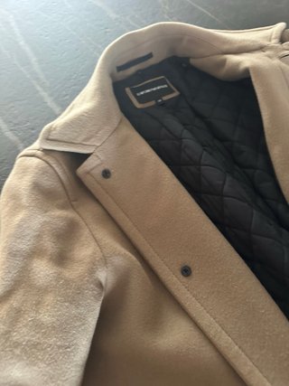 Abrigo paño tres cuartos hombre beige