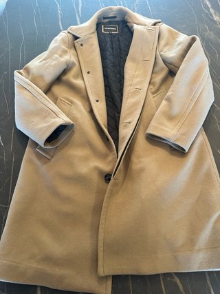 Abrigo paño tres cuartos hombre beige