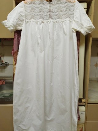 Camisón antiguo algodón encaje largo