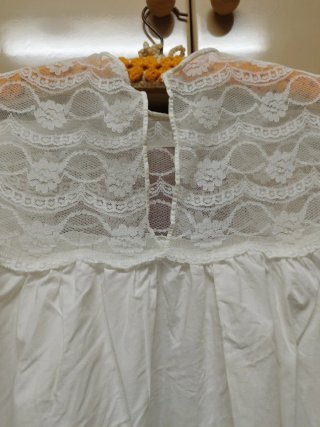 Camisón antiguo algodón encaje largo