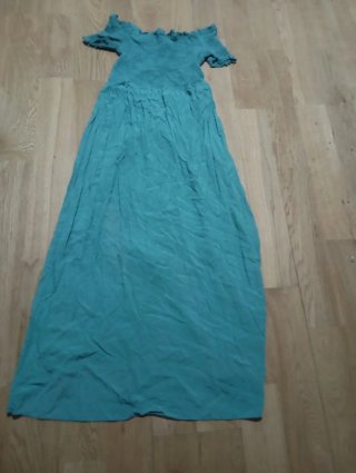 Vestido largo verde azulado