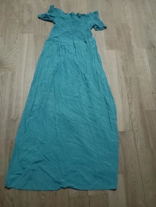 Vestido largo verde azulado