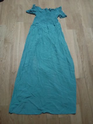 Vestido largo verde azulado