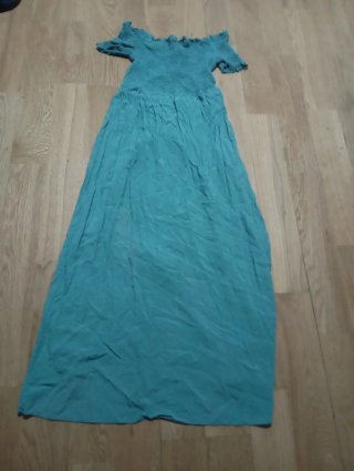 Vestido largo verde azulado