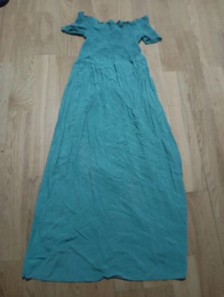 Vestido largo verde azulado