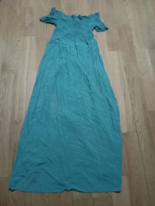 Vestido largo verde azulado