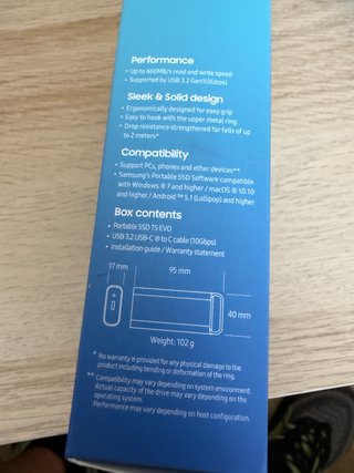 Disco duro SSD externo 2 TB Samsung, T5 EVO, USB