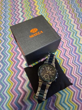 Reloj Marea Hombre, Negro azul y Plateado