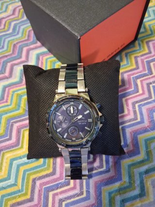 Reloj Marea Hombre, Negro azul y Plateado
