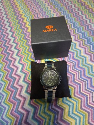 Reloj Marea Hombre, Negro azul y Plateado