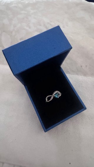 Anillo Plata Infinito Aguamarina y Circonitas