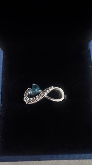 Anillo Plata Infinito Aguamarina y Circonitas