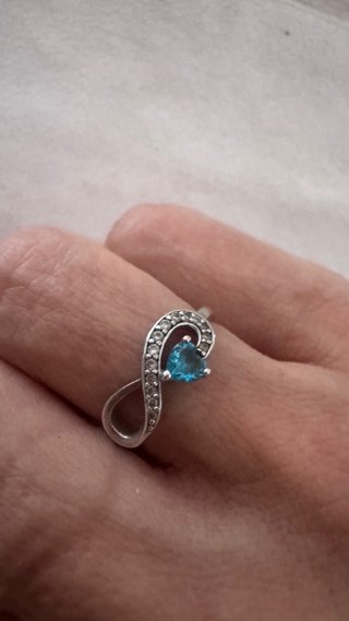 Anillo Plata Infinito Aguamarina y Circonitas