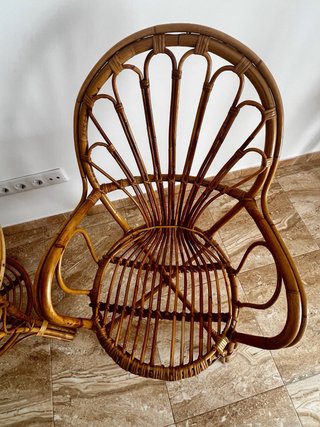 Conjunto de 2 sillones y mesa de bambú