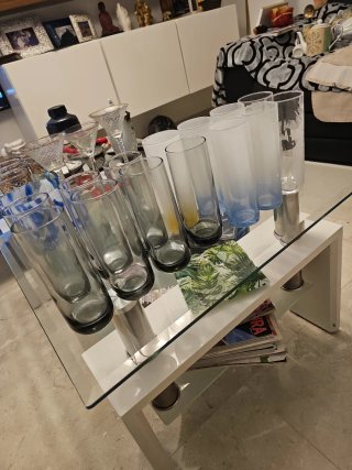 14 Vasos de tubo de cristal