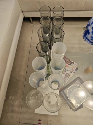 14 Vasos de tubo de cristal