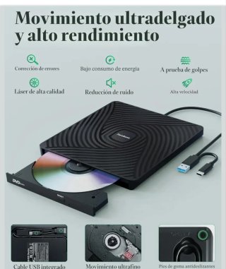 Lector CD/DVD Externo  Negro nuevo a estrenar