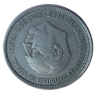 VARIANTE 5 Pesetas 1957 F.Franco ERROR- DESPLAZADA