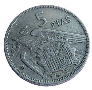 VARIANTE 5 Pesetas 1957 F.Franco ERROR- DESPLAZADA