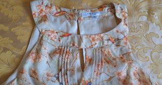 Precioso Vestido Gasa Estampado Pájaros Flores