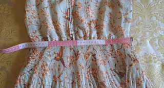 Precioso Vestido Gasa Estampado Pájaros Flores