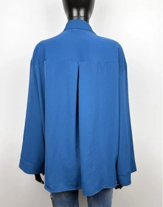 Camicia Donna Oversize Made In Italy Tg Unica Blu