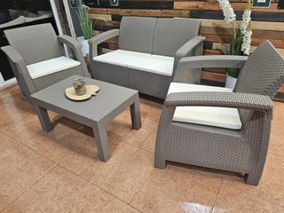 Conjunto para Terraza de 4 Plazas Gris/Beige