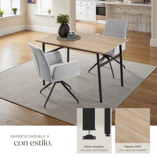 Mesa de comedor 120x75x76cm, madera industrial clara, roble Sonoma