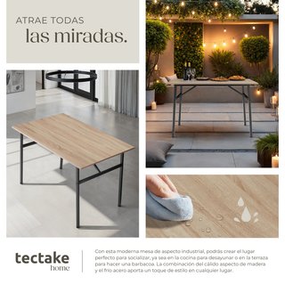 Mesa de comedor 120x75x76cm, madera industrial clara, roble Sonoma