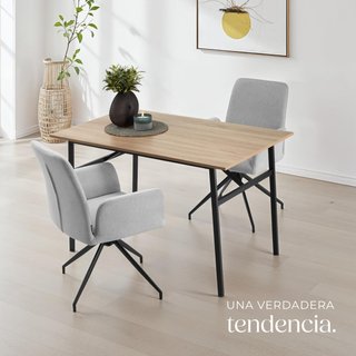 Mesa de comedor 120x75x76cm, madera industrial clara, roble Sonoma