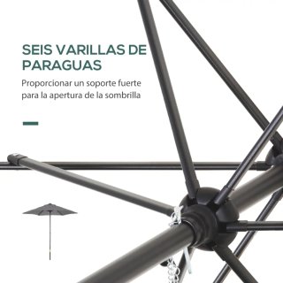 Ombrellone da giardino doppio tetto grigio scuro 196x204