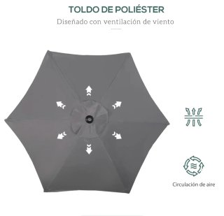 Ombrellone da giardino doppio tetto grigio scuro 196x204