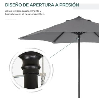 Ombrellone da giardino doppio tetto grigio scuro 196x204
