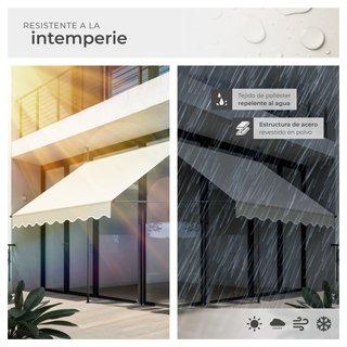 Toldo plegable para balcón con manivela 200x120x211-304 cm, beige